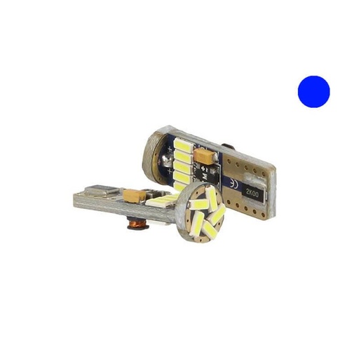 [LS1082B] Lampadina Led Canbus T10 W5W 15 Smd 4014 Colore Blue No Errore Check Luci 12V Senza Polarita