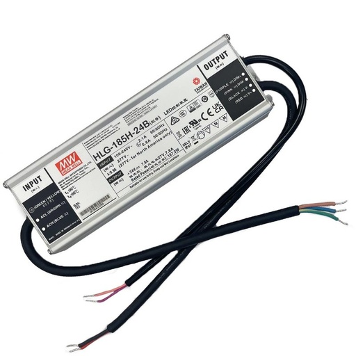 [MW-HLG-185H-24B] MW MEAN WELL HLG-185H-24B Alimentatore Led Driver CC CV Dimmerabile 185W 24V 7,8A IP67 Input 220V 110V
