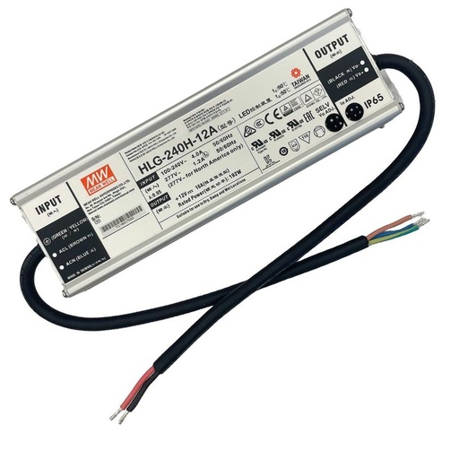 [MW-HLG-240H-12A] MW MEAN WELL HLG-240H-12A Alimentatore Led Driver IP67 192W 12V 16A Input 220V e 110V