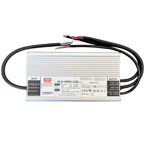 [MW-HLG-480H-24B] MW MEAN WELL HLG-480H-24B Alimentatore IP67 480W 24V 20A Dimmerabile 1-10V PWM Input 220V e 110V