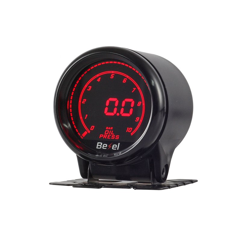 [LCD5204BAR] Manometro Digitale LCD Pressione Olio BAR Oil Press Gauge 52mm 12V Auto Doppio Ingresso Alimentazione 10 Colori Remote Controllo Bottone