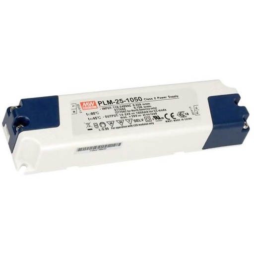 [MW-PLM-25-1050] MW MEAN WELL PLM-25-1050 Led Driver Corrente Costante 1050mA DC14V-24V Max 25W