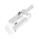 Mini powerbank 5000mAh bianco, USB-C e Lightning integrati, ricarica rapida 20W