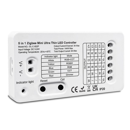 [SHZ12345] Mini ZigBee Controller 12V 24V 5 In 1 Per Striscia Led Da Mono Colore Fino a 5 Canali Con Philips HUE 3.0 e Amazon Alexa Echo (4ª generazione) o Echo Studio