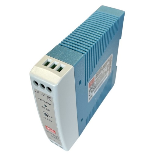 [MW-MDR-20-12] MW MEAN WELL MDR-20-12 Trasformatore Rotaia Industriale 12V 20W 1,67A Barra Guida DIN Rail Power Supply Input 220V 110V