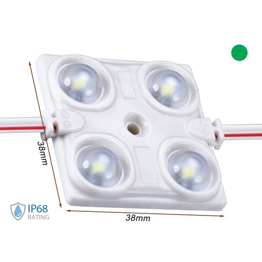 [ML0404V] Modulo Mattone LED 4 SMD 2835 Colore Verde 12V 1,5W IP68 Con Lente Ingrandimento 160 Gradi SKU-5133