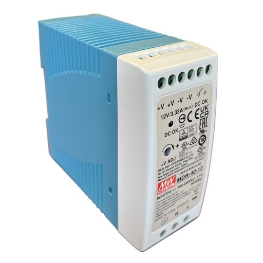 [MW-MDR-40-12] MW MEAN WELL MDR-40-12 Alimentatore Guida DIN 40W 12V 3,33A Input 220V e 110V