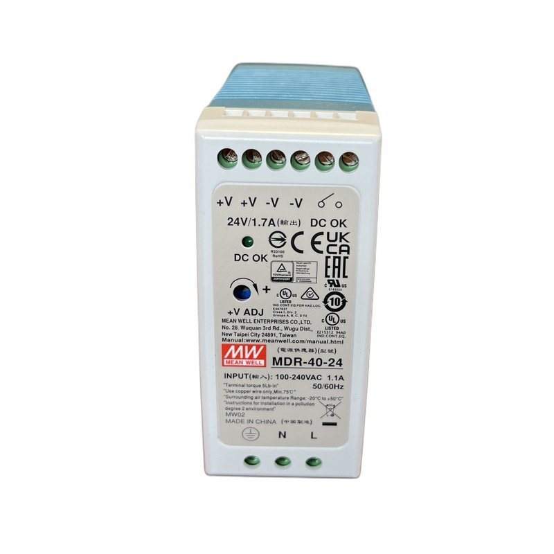 [MW-MDR-40-24] MW MEAN WELL MDR-40-24 Alimentatore Guida DIN 40W 24V 1,7A Input 220V e 110V