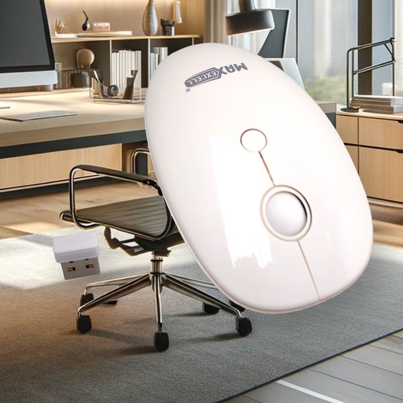 [VH870009W] Mouse Wireless da Ufficio Lavoro Navigare Mouse Senza Filo con Design Leggera e Compatto Perfetto per Viaggio Modello Vintage Colore Bianco