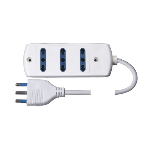 [AP631226] Multipresa Ciabatta Elettrica 3 Posti Cavo Da 3 Metri Colore Bianco