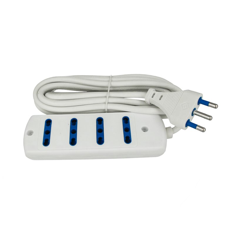 [AP631227] Multipresa Ciabatta Elettrica 4 Posti Cavo Da 3 Metri Colore Bianco