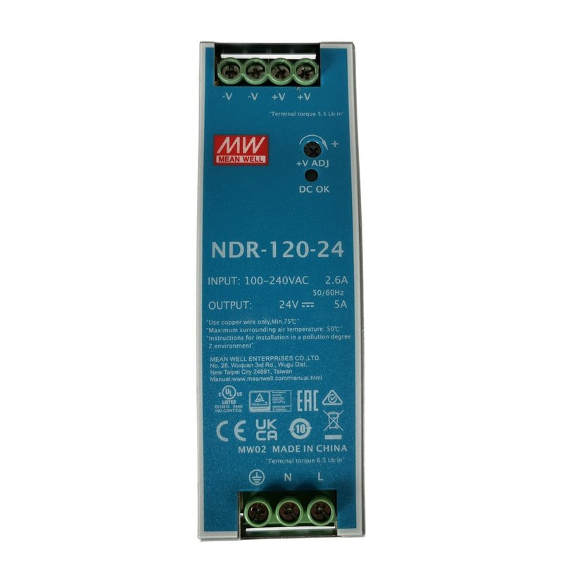 [MW-NDR-120-24] MW MEAN WELL NDR-120-24 Trasformatore Rotaia Industriale 24V 120W 5A Barra Guida DIN Rail Power Supply Input 220V 110V