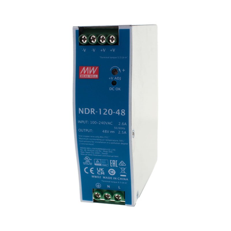 [MW-NDR-120-48] MW MEAN WELL NDR-120-48 Trasformatore Rotaia Industriale 48V 120W 2,5A Barra Guida DIN Rail Power Supply Input 220V 110V