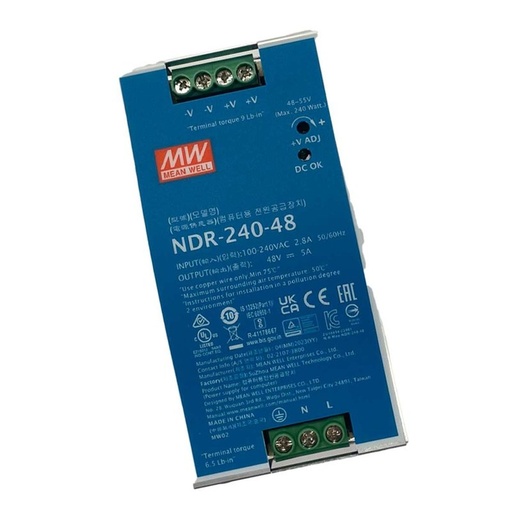 [MW-NDR-240-48] MW MEAN WELL NDR-240-48 Trasformatore Rotaia Industriale 48V 240W 5A Barra Guida DIN Rail Power Supply Input 220V 110V