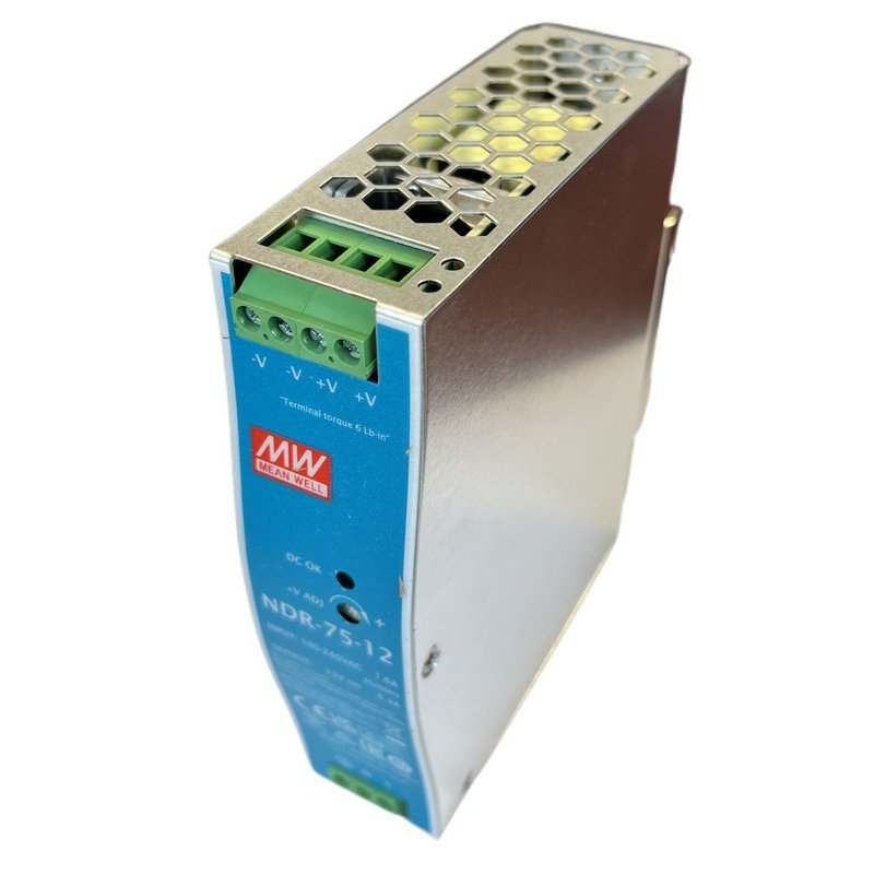 [MW-NDR-75-12] MW MEAN WELL NDR-75-12 Trasformatore Rotaia Industriale 12V 75W 6,3A Barra Guida DIN Rail Power Supply Input 220V 110V