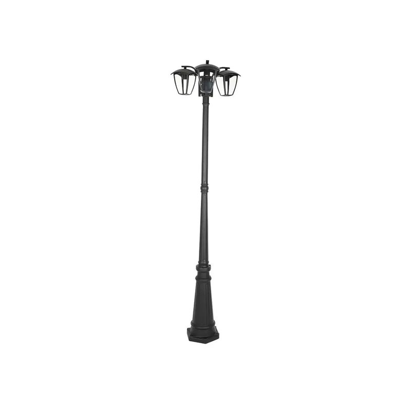 [HS7063] Palo Da Terra Lampada Per Giardino Esterno IP44 Altezza 1990mm Tripla E27 Colore Nero SKU-7063
