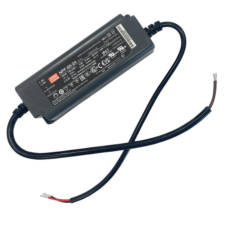 [MW-NPF-60-24] MW MEAN WELL NPF-60-24 Alimentatore Trasformatore IP67 60W 24V 2,5A Input 220V e 110V