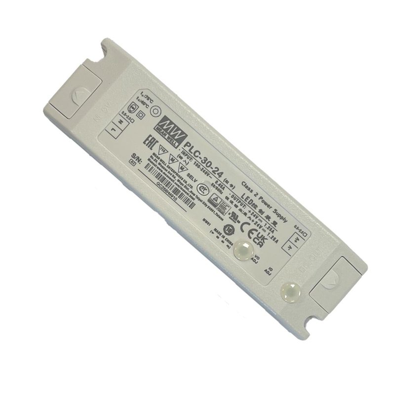 [MW-PLC-30-24] MW MEAN WELL PLC-30-24 Alimentatore 24V 1,25A 30W Con Scatola Chiusa In Plastica Input 220V e 110V