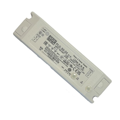 [MW-PLC-30-24] MW MEAN WELL PLC-30-24 Alimentatore 24V 1,25A 30W Con Scatola Chiusa In Plastica Input 220V e 110V