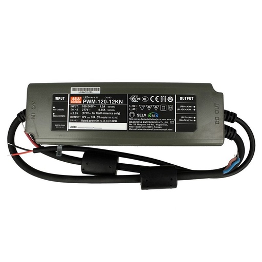 [KNX-PWM-120-12KN] MW MEAN WELL PWM-120-12KN Trasformatore CV 12V 10A 120W Dimmerabile KNX Konnex IP67