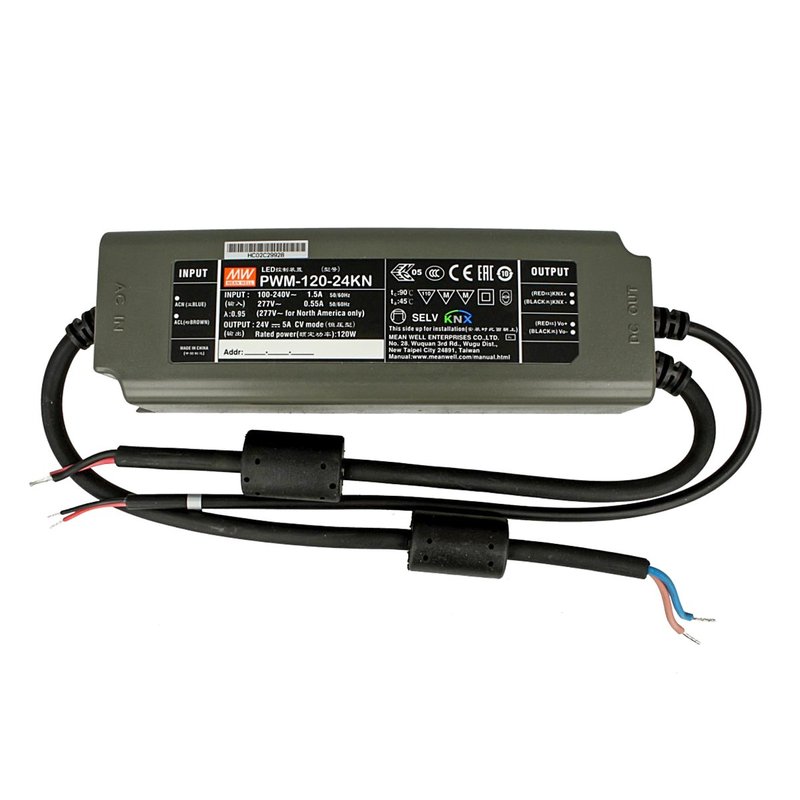 [KNX-PWM-120-24KN] MW MEAN WELL PWM-120-24KN Trasformatore CV 24V 5A 120W Dimmerabile KNX Konnex IP67