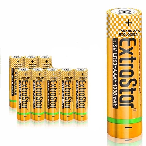 [DU159441] Pila Batteria LR03 AAA Mini Stilo 1,5V 1300mAh MN2400 Alcalina Confezione da 8 Pezzi