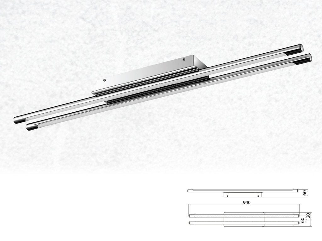 [LP3893] Plafoniera Led Da Soffitto Moderna Designer Sleek Doppio Tubo Lunghezza 940mm 36W 4000K SKU-3893