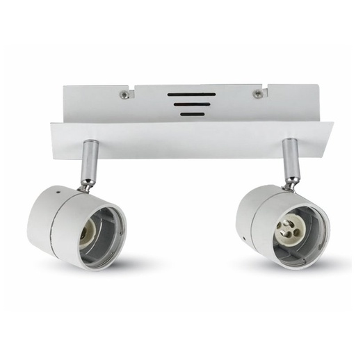 [LP1002] Portafaretto Da Soffitto Esterno Per 2 Teste Lampade Led GU10 Orientabile Colore Bianco SKU-3618