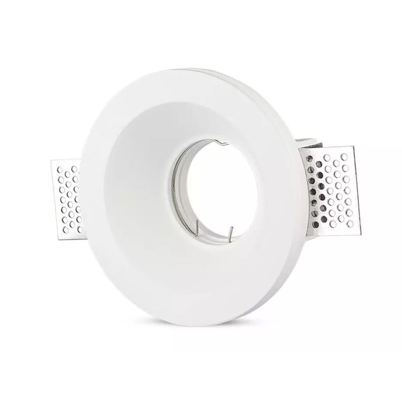 [CL0074] Portafaretto Lampada Led GU10 Da Incasso A Scomparsa Corpo Rotondo Diametro 120mm In Gesso Bianco Verniciabile SKU-3640