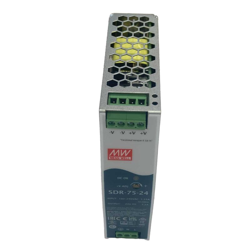 [MW-SDR-75-24] MW MEAN WELL SDR-75-24 Alimentatore DIN RAIL 120W 24V 3,2A Per Automazione Industriale Input 220V 110V
