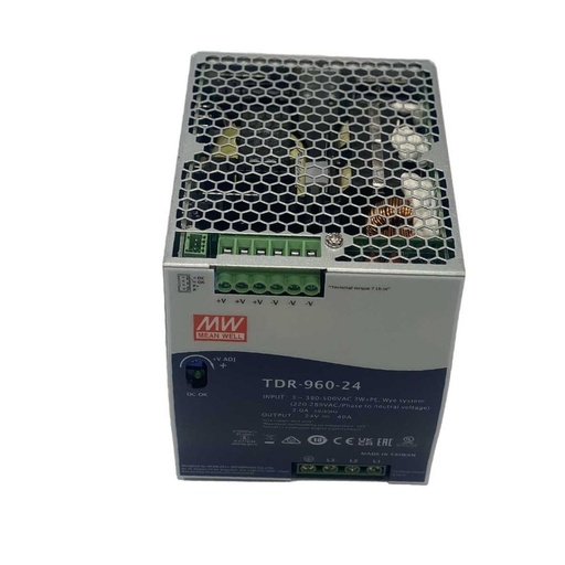 [MW-TDR-960-24] MW MEAN WELL TDR-960-24 Alimentatore DIN RAIL 960W 24V 40A Input 380V Trifase Per Uso Industriale