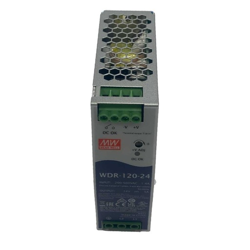 [MW-WDR-120-24] MW MEAN WELL WDR-120-24 Alimentatore Slim DIN Rail 120W 24V 5A Input 180-550V