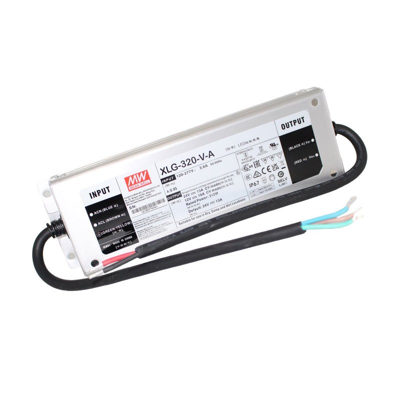 [MW-XLG-320-V-A] MW MEAN WELL XLG-320-V-A Alimentatore Led Driver 24V 13A 312W 12V 18A 216W IP67 Input 220V e 110V