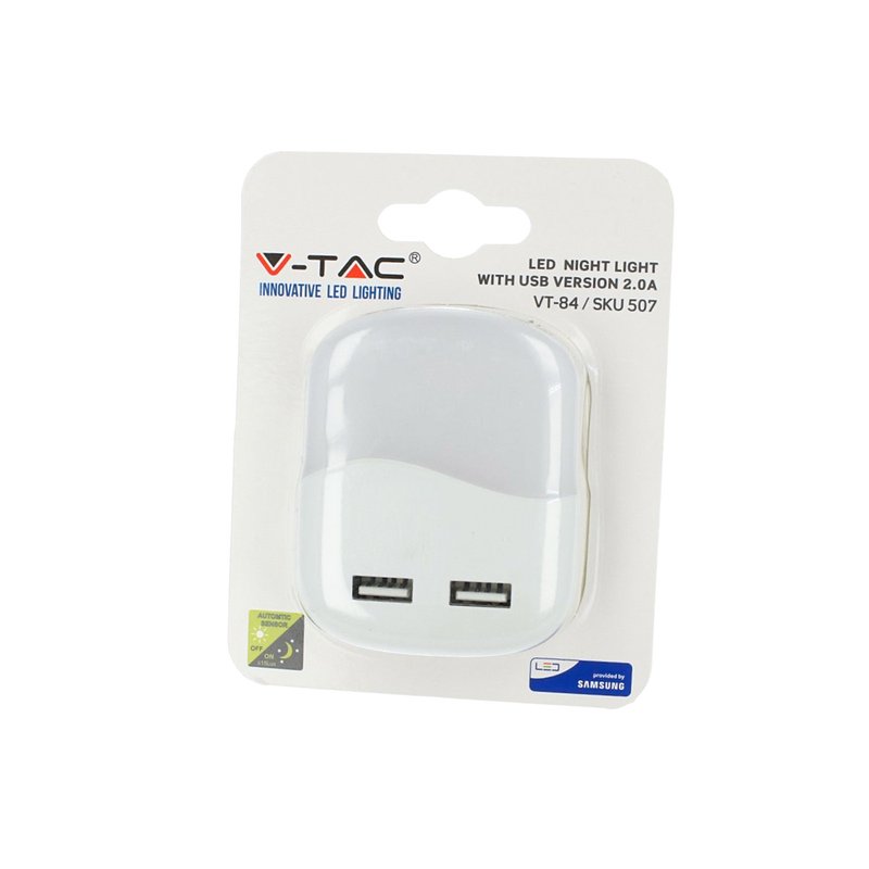 Segnapasso LED Quadrato Samsung 0,45W con Sensore Crepuscolare e USB, 60x60 mm