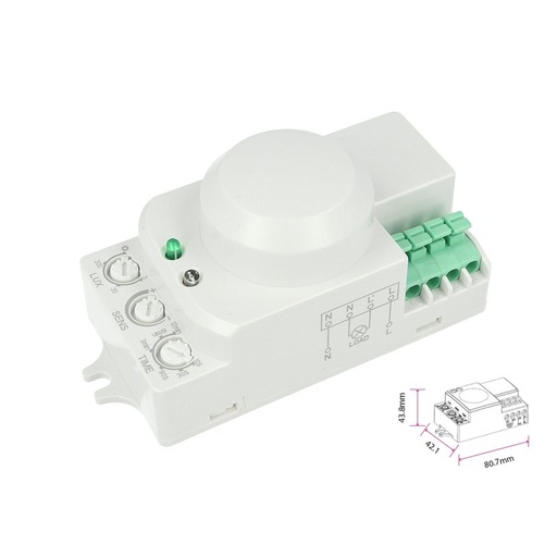 [CL1935] Sensore Micro Onde Microwave Sensor Montaggio a Plafone Da Parete Soffitto IP20 220V Max 200W Manual Override SKU-1446