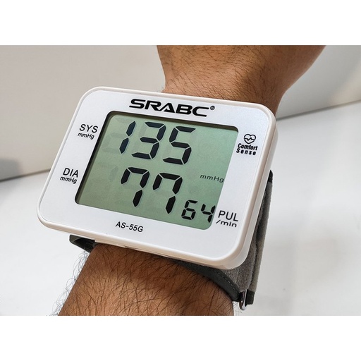 [AAA05124] Sfigmomanometro digitale da polso, misuratore pressione LCD, 60 memorie, polsino regolabile