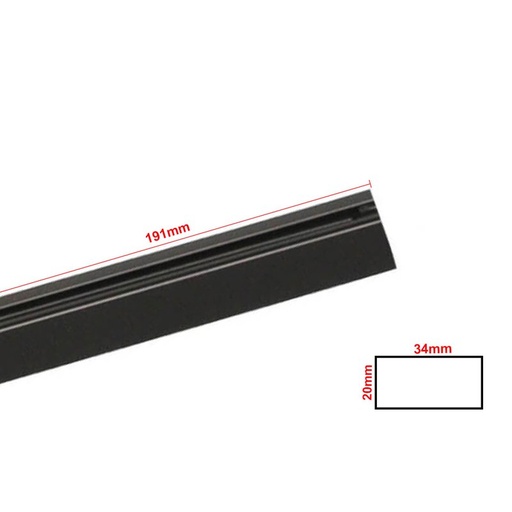 [CB7280] Solo Binario Guida Monofase Da 2 Metri Colore Nero Per Allungamento Senza Connettore Alimentazione e Tappi Chiusure