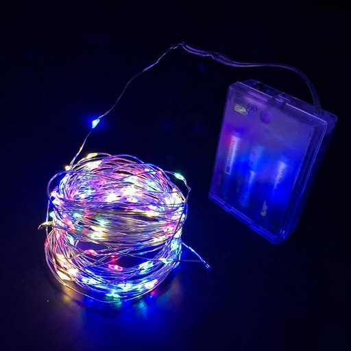 [NN7050RGB] Stringa Led A Batteria Filo Rame Con 50 Luci RGB Multicolori 5 Metri IP67 4,5V Decorazione Natale