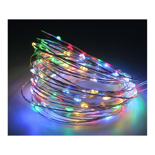 [NN8100RGB] Stringa Led Con USB 5V Filo Rame Con 100 Luci RGB Multicolori 10 Metri IP67 Decorazione Natale