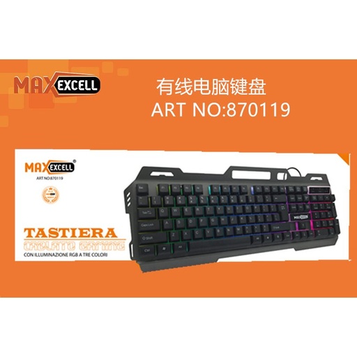 [VH870119] Tastiera da Gaming Meccanica Cavo USB Retroilluminazione Tricolori Tastiera Italiana