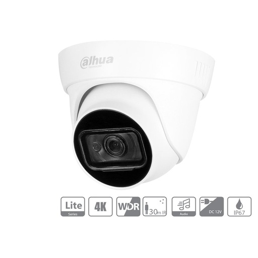 [HAC-HDW1801TLP] Telecamera Analogica Dome 4K 8MP Ottica Fissa 3.6mm HDCVI IR Eyeball IP67 DC12V DAHUA HAC-HDW1801TL