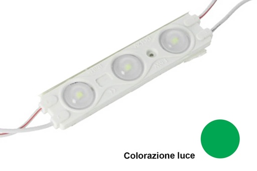 [ML0303V] Modulo Mattone LED 3 SMD 2835 Colore Verde 12V IP67 Con Lente Ingrandimento 160 Gradi SKU-5128