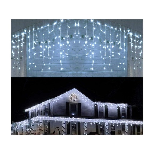 [NN2222F] Tenda Luminosa Da Esterno Professionali 200 Luci 2M X 2M Colore Bianco Freddo Effetto Cascata 10 Tende IP65 Prolungabile