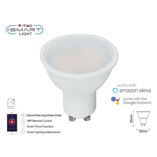[SH02750] Smart Lampada Faretto Led GU10 4,5W WiFi CCT Dimmerabile APP Compatible Amazon Alexa Google Home SKU-2750