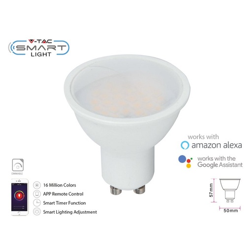 [SH02757] Smart Lampada Faretto Led GU10 4,5W WiFi RGB CCT Dimmerabile APP Compatible Amazon Alexa Google Home SKU-2757