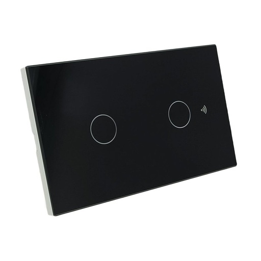 [SH9552B] Interruttore Wifi Da Parete Pannello Touch 2 Tasti Colore Nero WiFi + RF 433 Compatibile con Amazon Alexa e Google Home