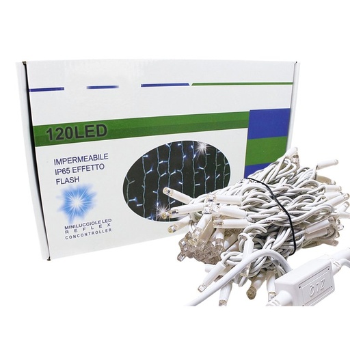 [NN3103FC] Tenda Luminosa Da Esterno Professionali 120 Luci 3M Colore Bianco Freddo Effetto Cascata Con 24 Tende IP65 Dinamica Bianco Caldo