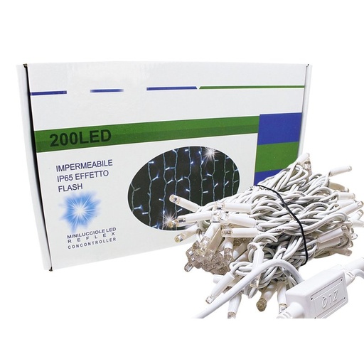 [NN2231F] Tenda Luminosa da Esterno Professionali 200 Luci 3M X 1M Colore Bianco Freddo Effetto Cascata 20 Tende IP65 Prolungabile