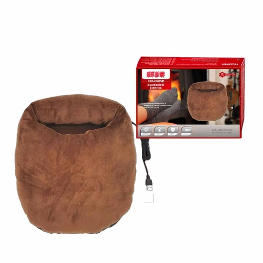 [HO389142] Scaldapiede Elettrico 5V Caldo fino a 6 ore Ricarica Veloce Tessuto Morbido Colore Marrone