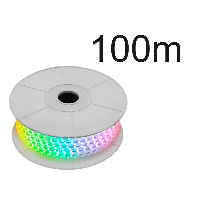 [SLG1221RGB] Bobina Striscia 100M Striscia Led 220V RGB IP65 Passo 12mm 12W/M Tagliabile 100cm Doppia Fila 120 smd 5050/m